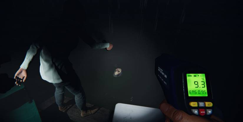 jason's mask floats up the water in the campsite