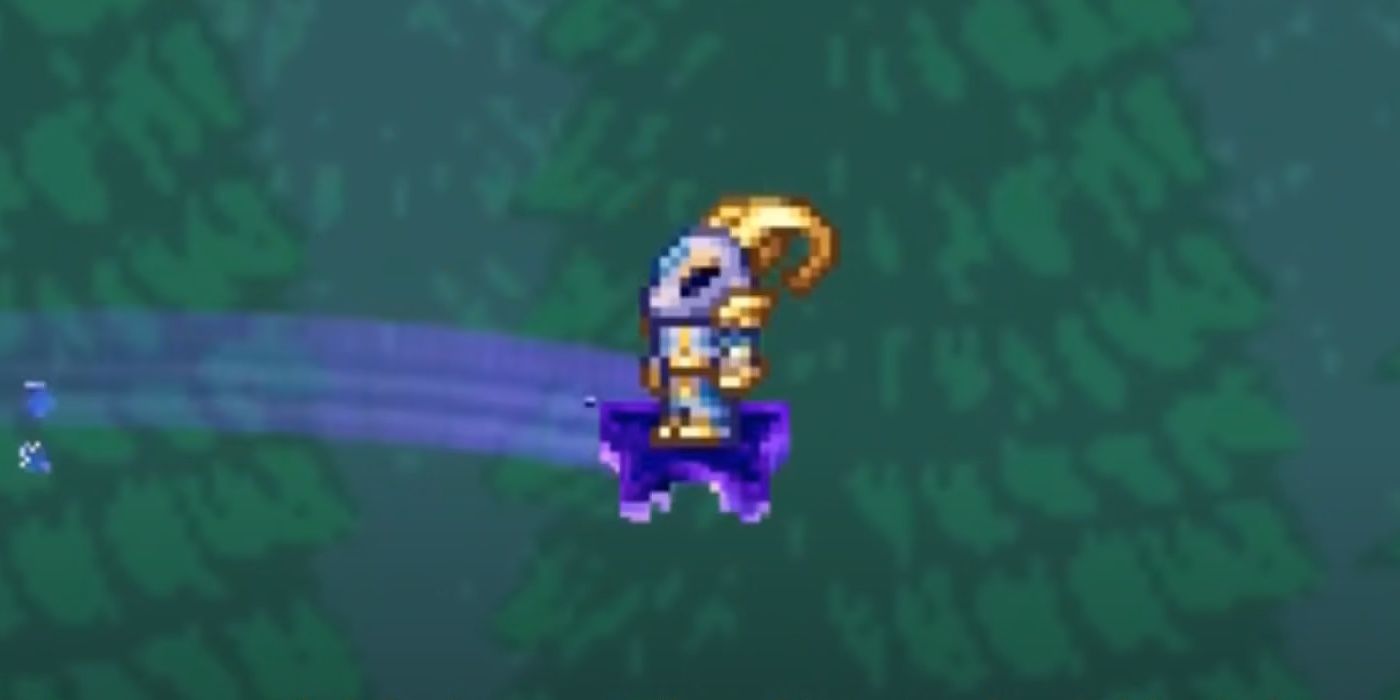 tTerraria Player Wearing Capricorn Vanity Set Flying On Star In The Sky