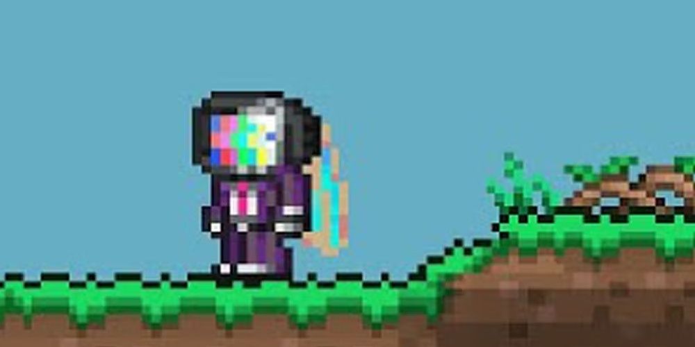 Terraria Player Wearing TV Set Vanity Set With Wings Day