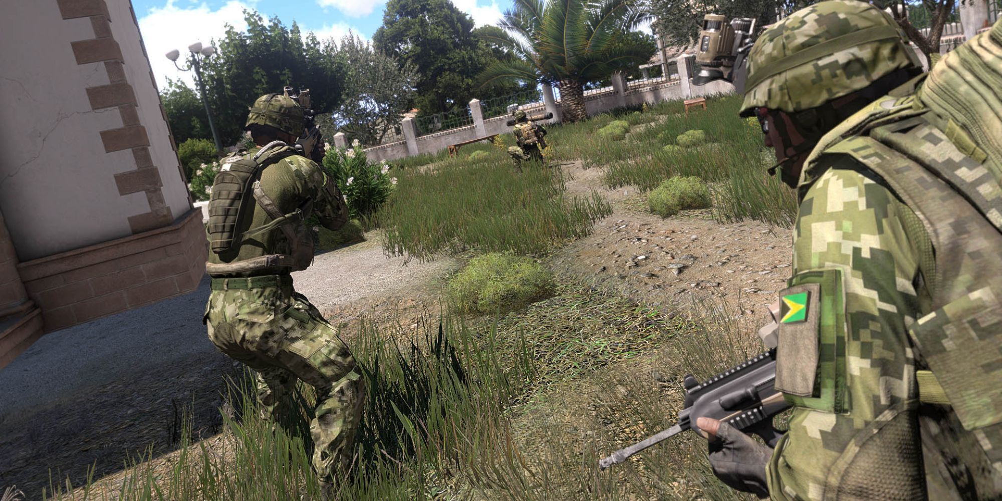 Arma Squad Moving Through Yard