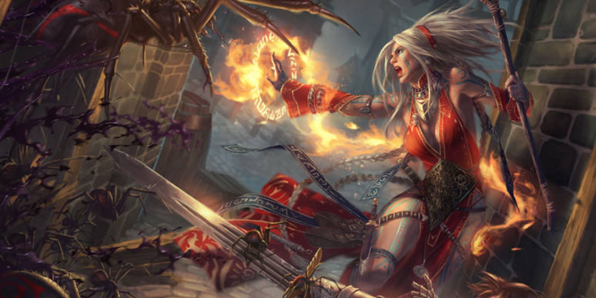 The 10 Best Occult Spells In Pathfinder 2E   Pathfinder Characters Fighting Off Horde Of Spiders 