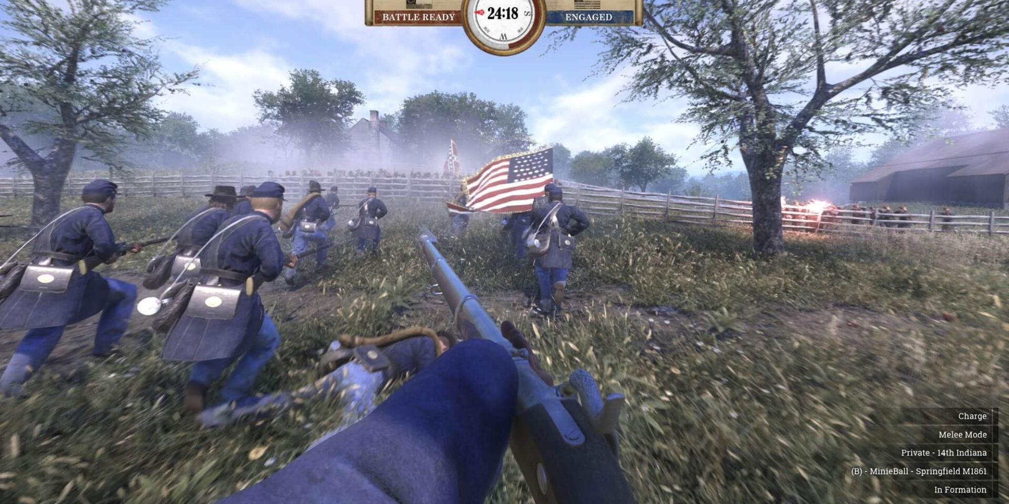 War of Rights Union Soldiers With Muskets Charging