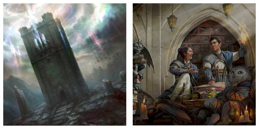 Art of the command tower card and Strixhaven D&D book