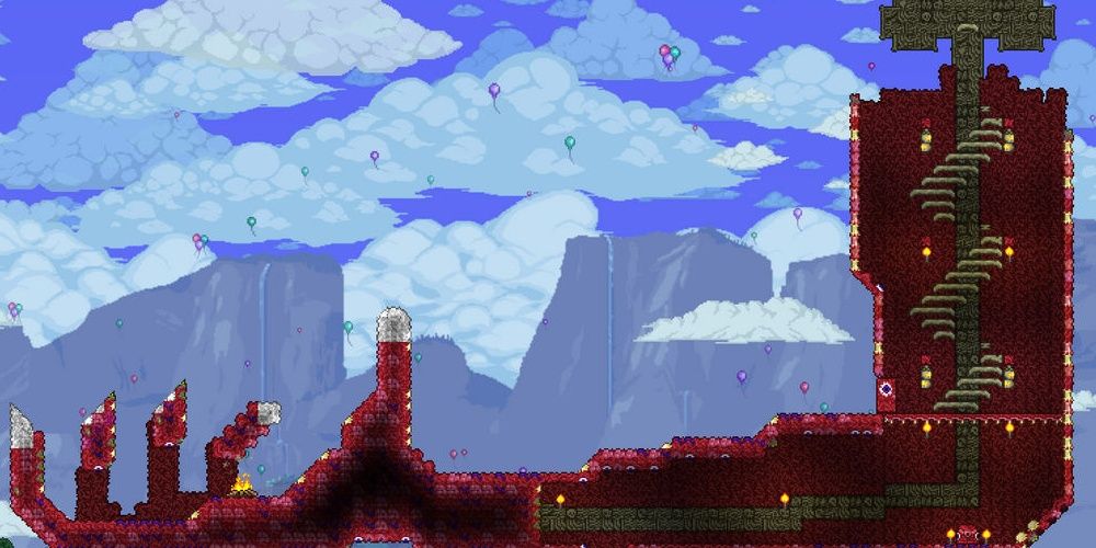 Terraria Flesh Block Arm Building House Windy Day