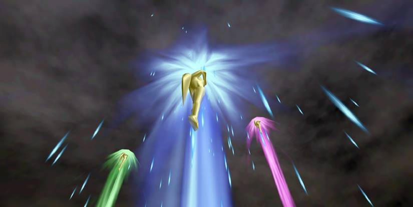 golden goddesses flying into the sky