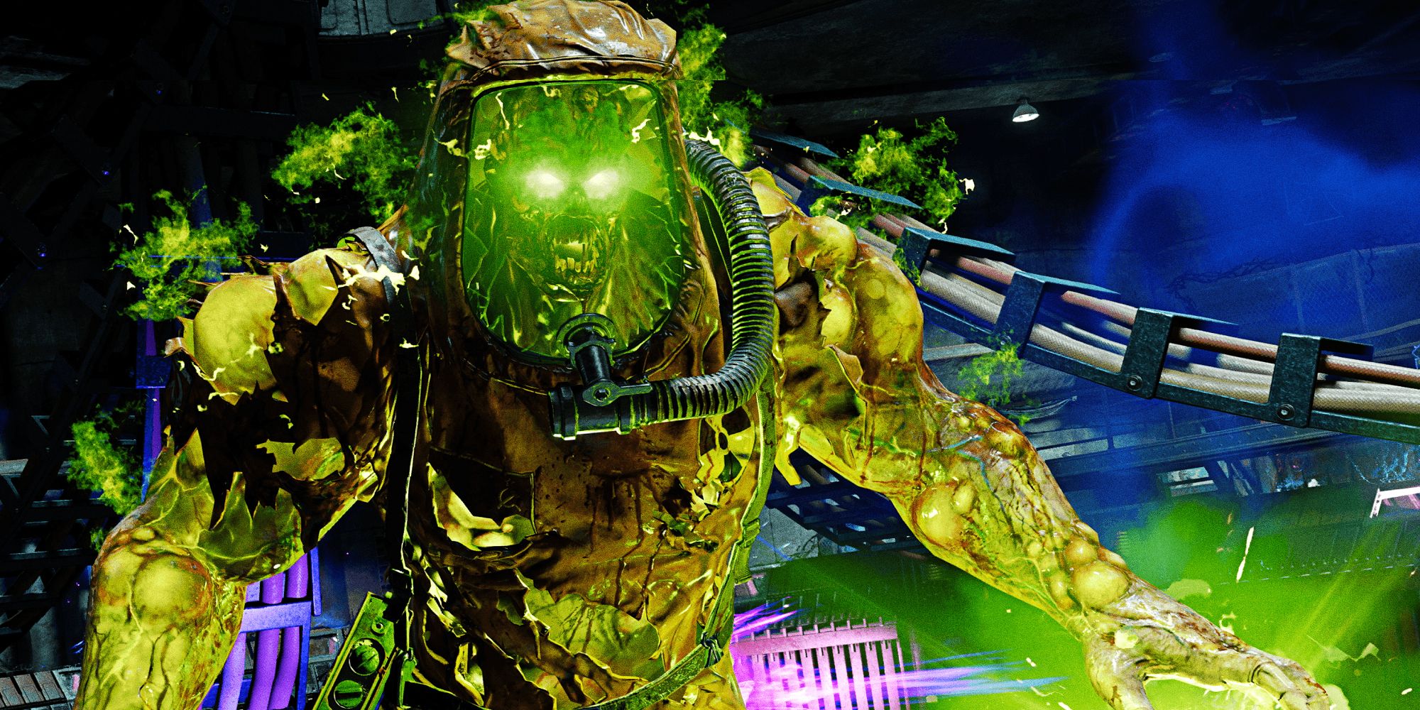 Call of Duty: Black Ops Cold War zombie in a hazmat suit with green liquid seeping out of them