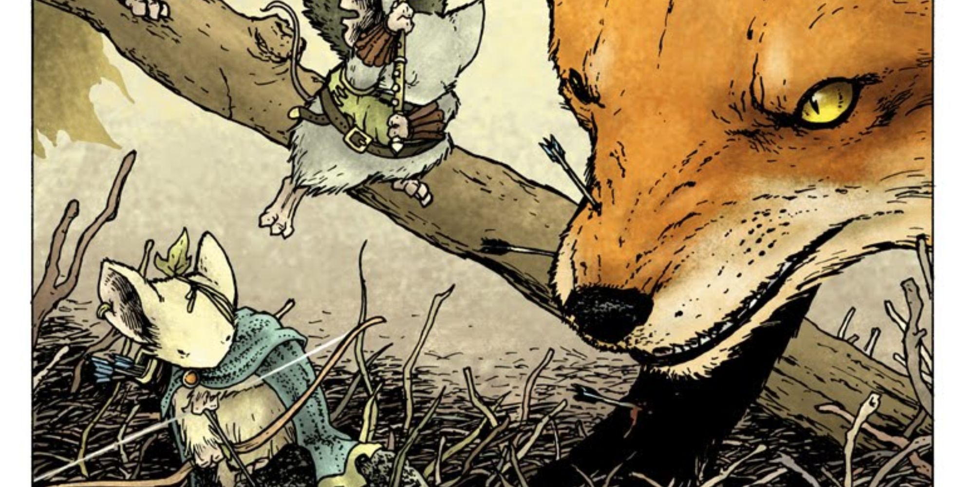 Mouse Guard Fighters Attacking Fox
