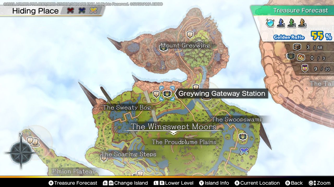 Dragon Quest Treasures, The Railway Station, Wingswept Moors, Greywing Gate Station Map