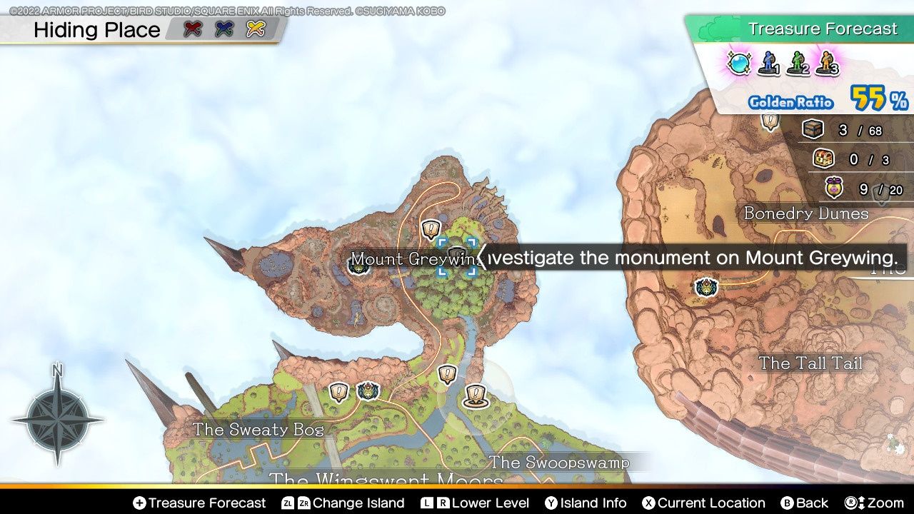 Dragon Quest Treasures, The Railway Station, Wingswept Moors, Mount Greywing Station Map
