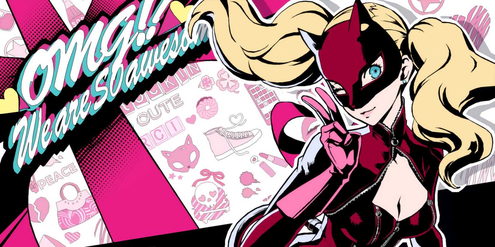 persona 5 royal ann's all out attack screen with omg we are so awesome alongside her picture.