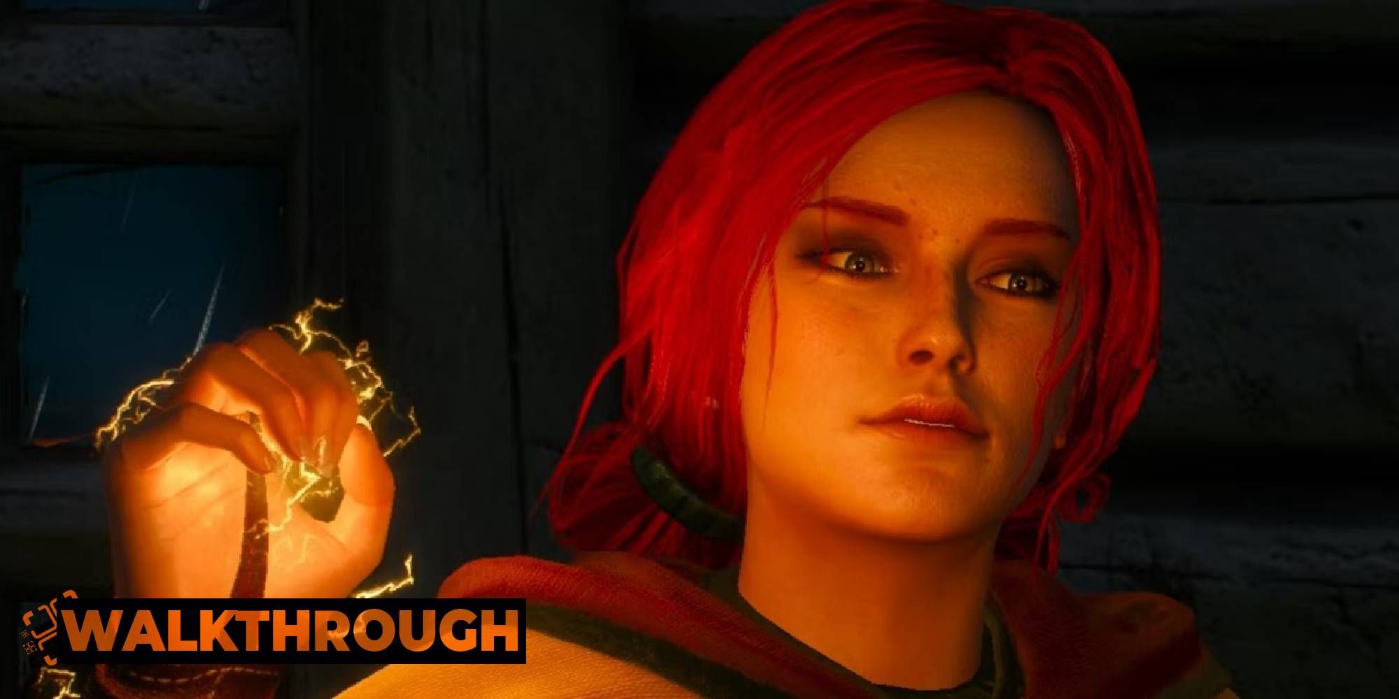Witcher 3's Triss uses a rune to create lightning in the dark