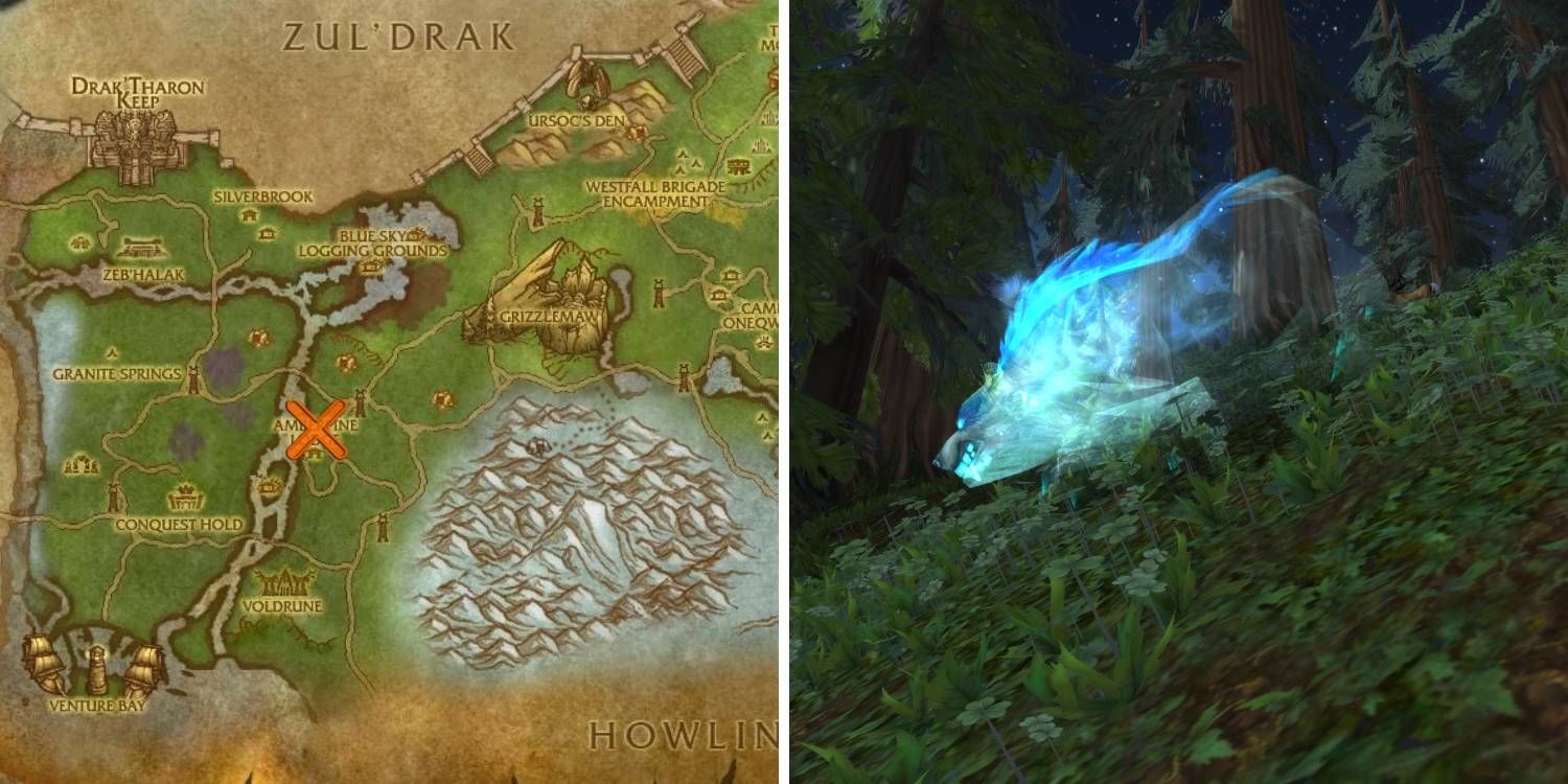 The location of the spirit beast Arcturis within Grizzly Hills in World of Warcraft