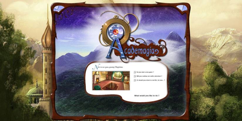 a menu screen in Academagia