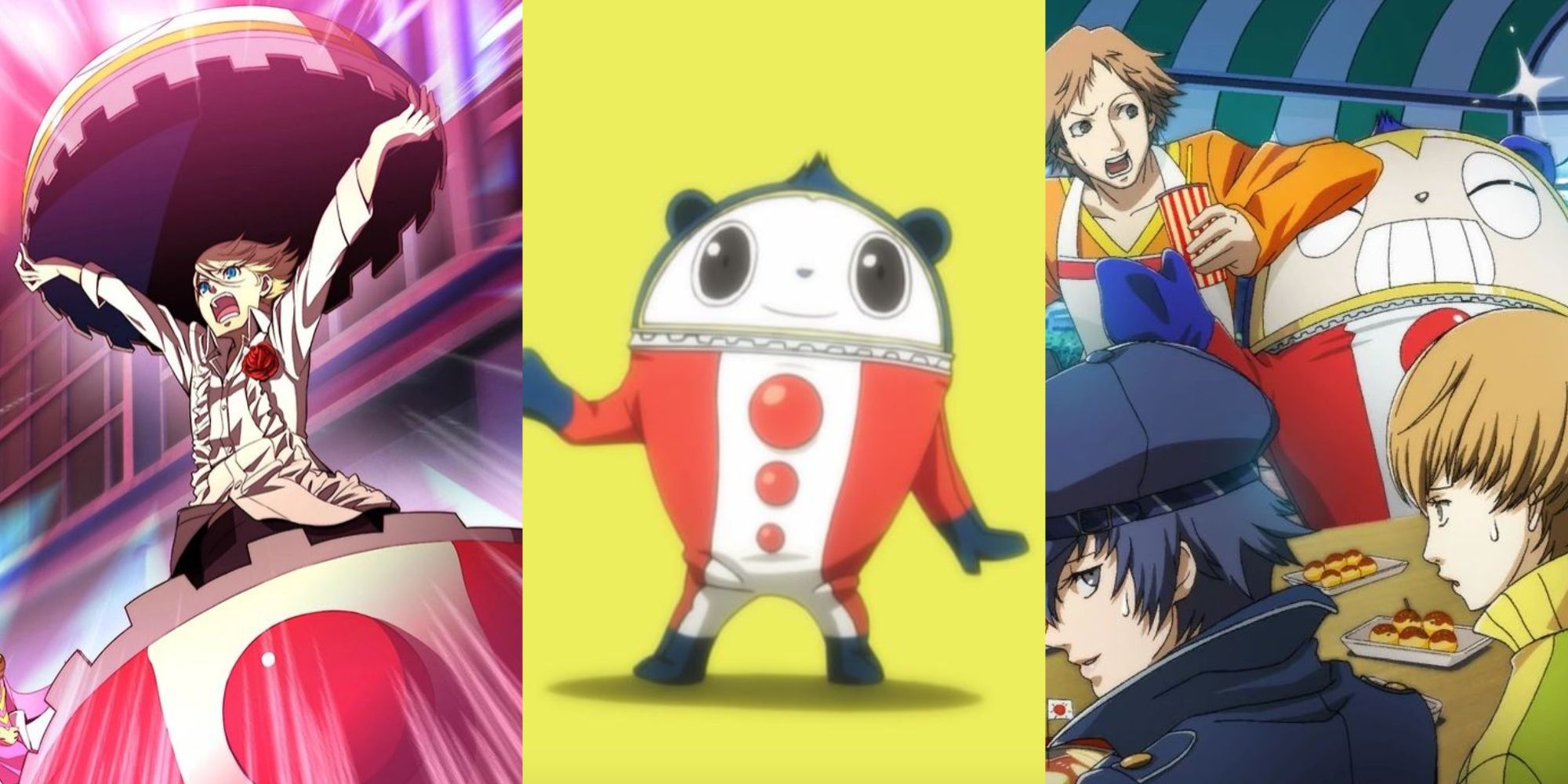 Teddie in Persona 4's intro, in P4 Arena, and out of his suit in Ultimax