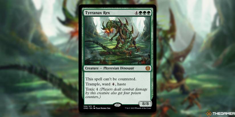 rex cards mtg Magic: The Gathering Foundations Commander Deck - Tramplesaurus Illustrated by Lucas Graciano. Jurassic World Collection Cards REX