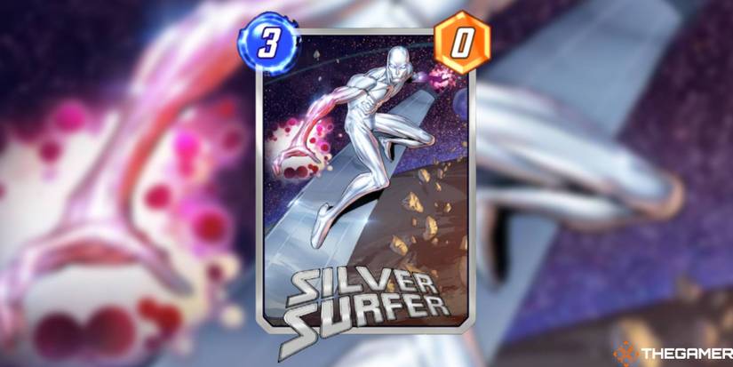 Marvel Snap - Silver Surfer on a blurred background