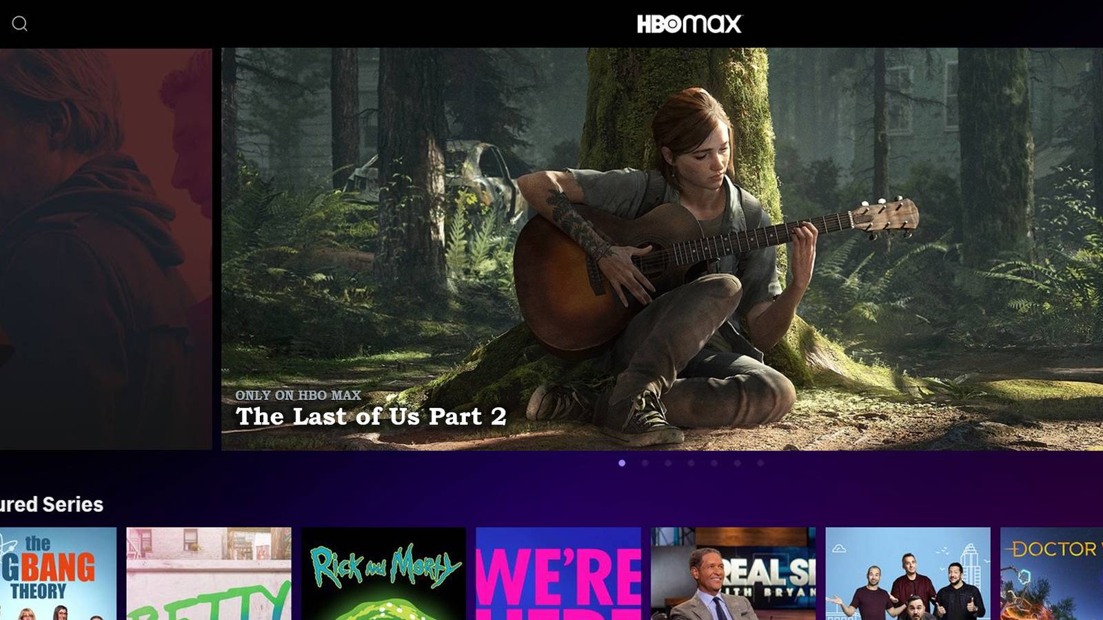 TLOU2 tile on the HBO Max home page