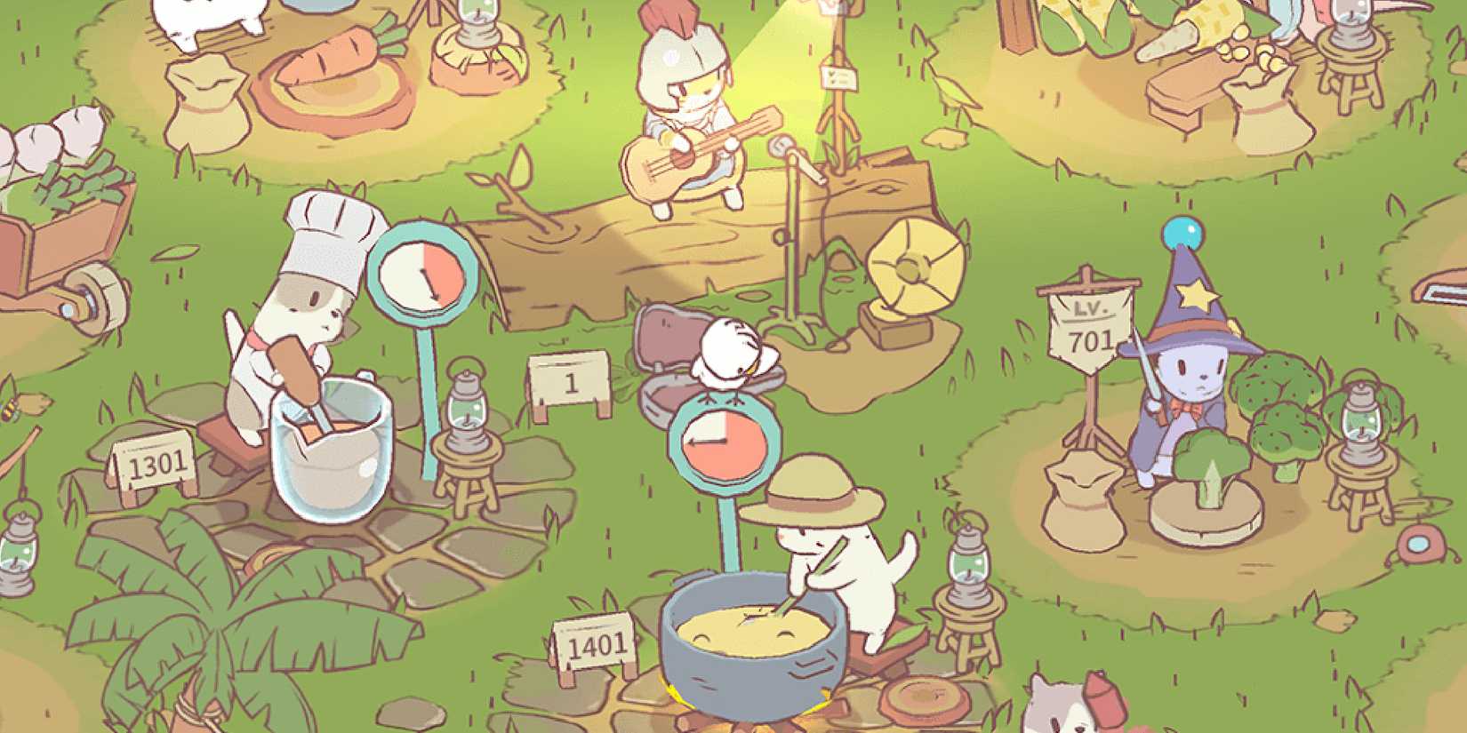 A group of hat-wearing cats making soup from Cats & Soup.