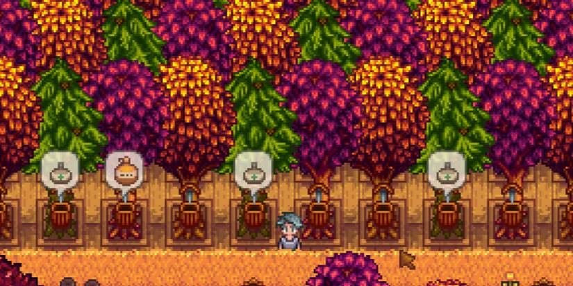 player standing near their tapper farm with trees