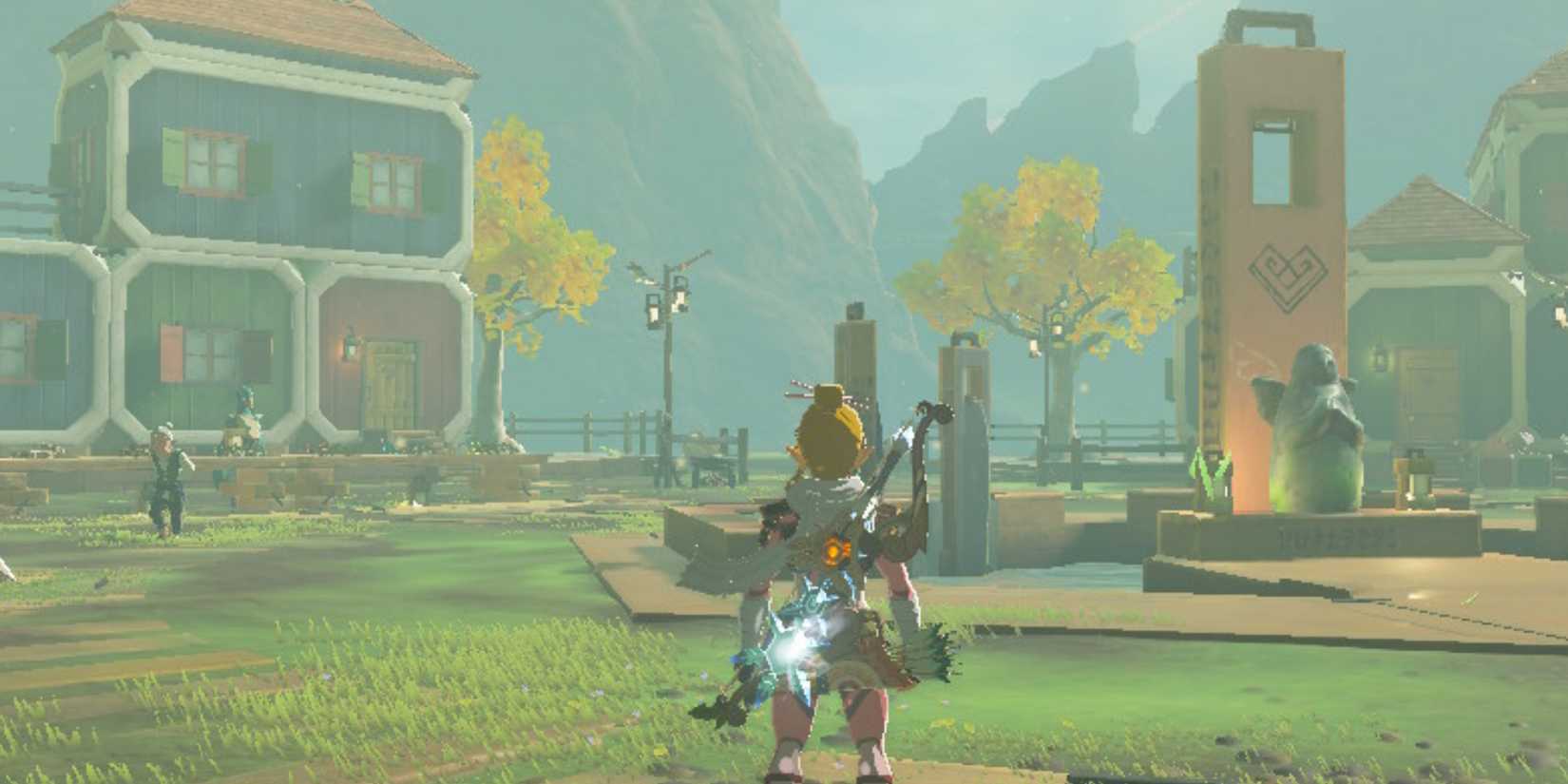 Tarrey Town with link from Legend of Zelda: Breath of the Wild.