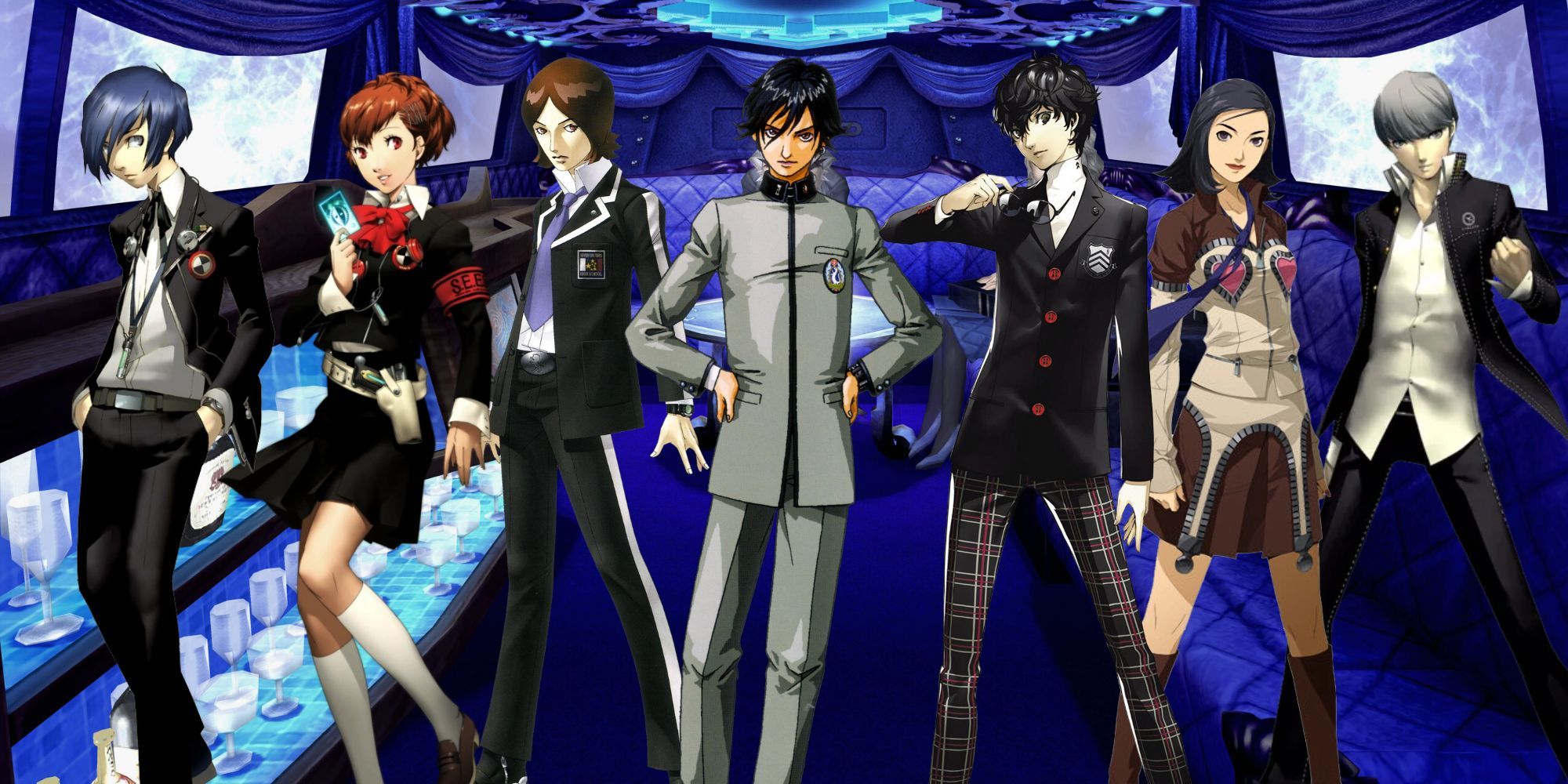 L-R: Makoto, Kotone, Tatsuya, Boy With Earring, Ren, Maya, Yu