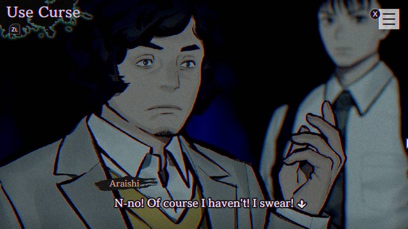 Paranormasight The Seven Mysteries of Honjo - Araishi talking while the curse prompt appears.-1