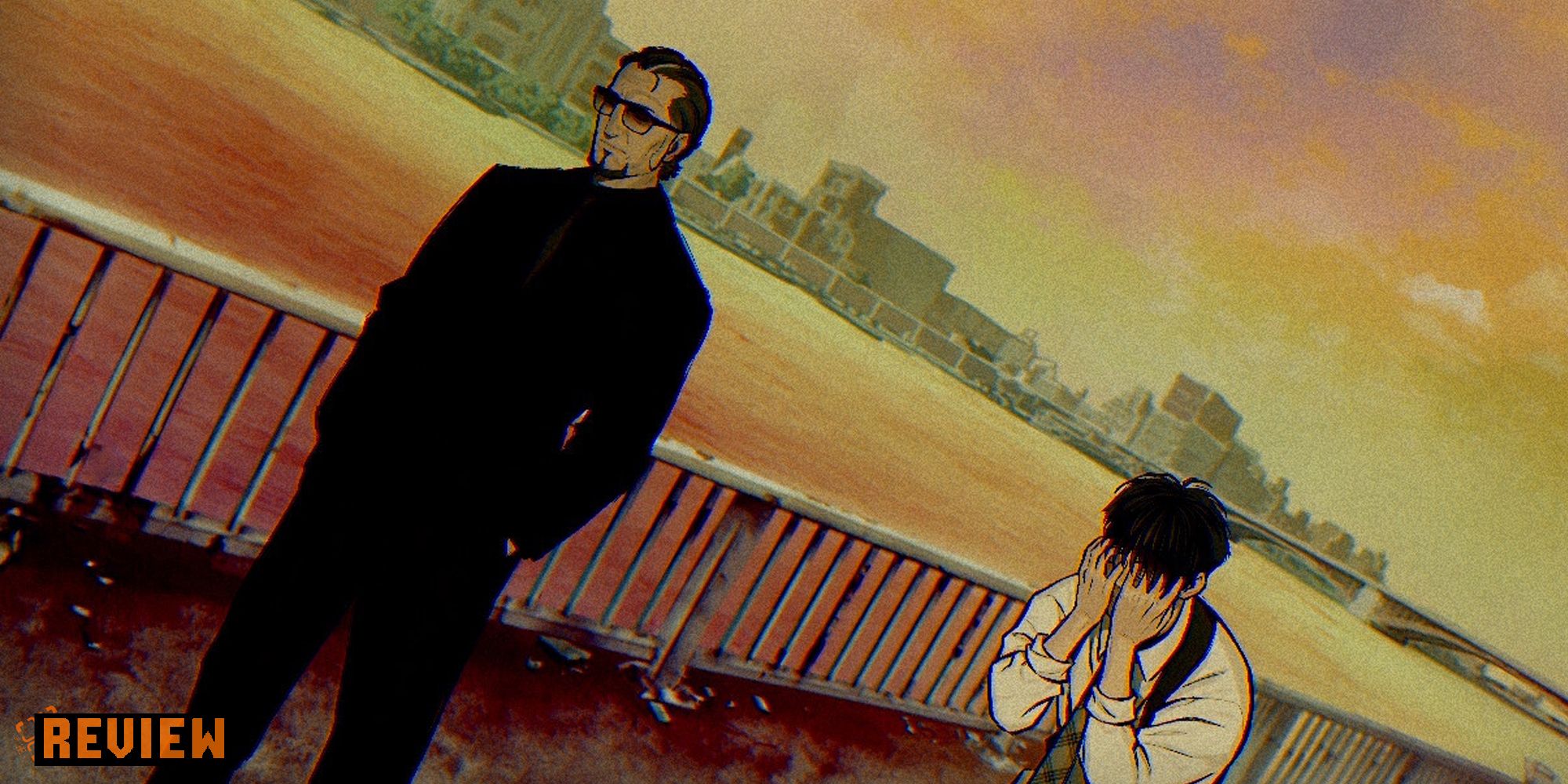 Paranormasight The Seven Mysteries of Honjo - Tsutumi and Erio standing beside the river looking sad.