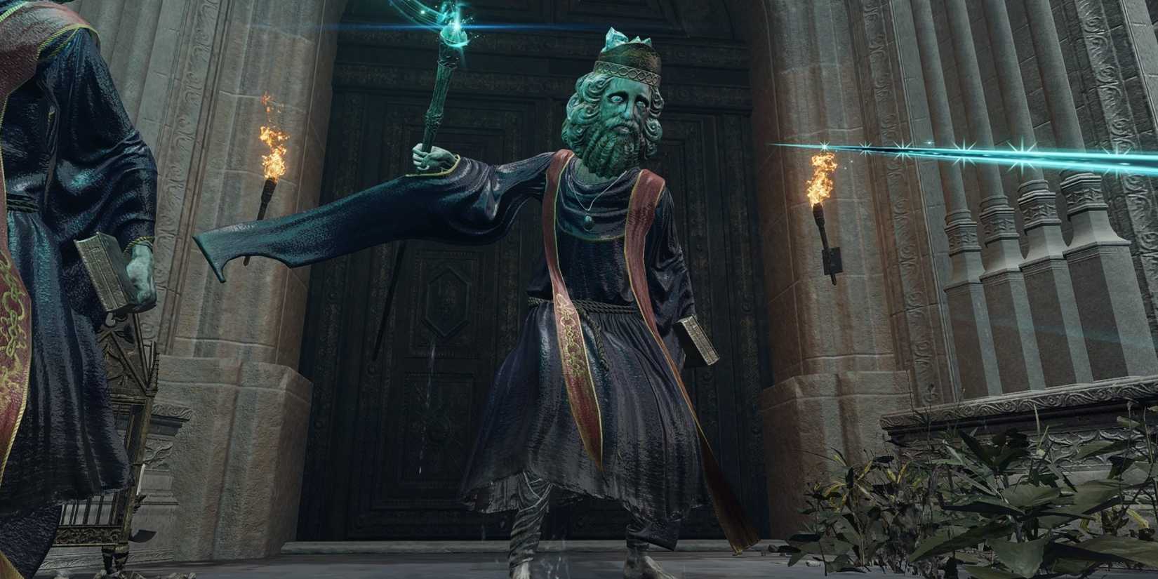 The Tarnished wears Raya Lucarian Sorcerer set in the Elden Ring