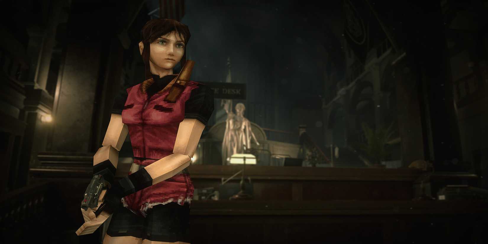 Screenshot of the classic 98 Claire in Resident Evil 2 Remake.