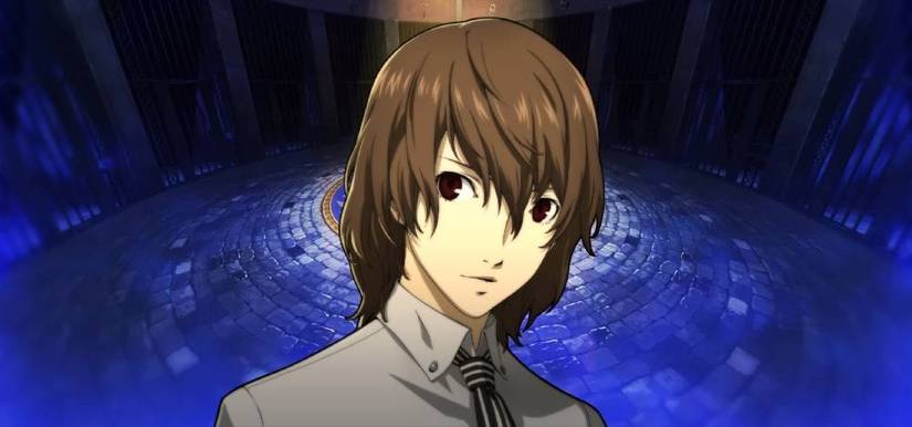 Akechi in front of a Velvet Room background for the Justice arcana Personas in Persona 5 Royal.