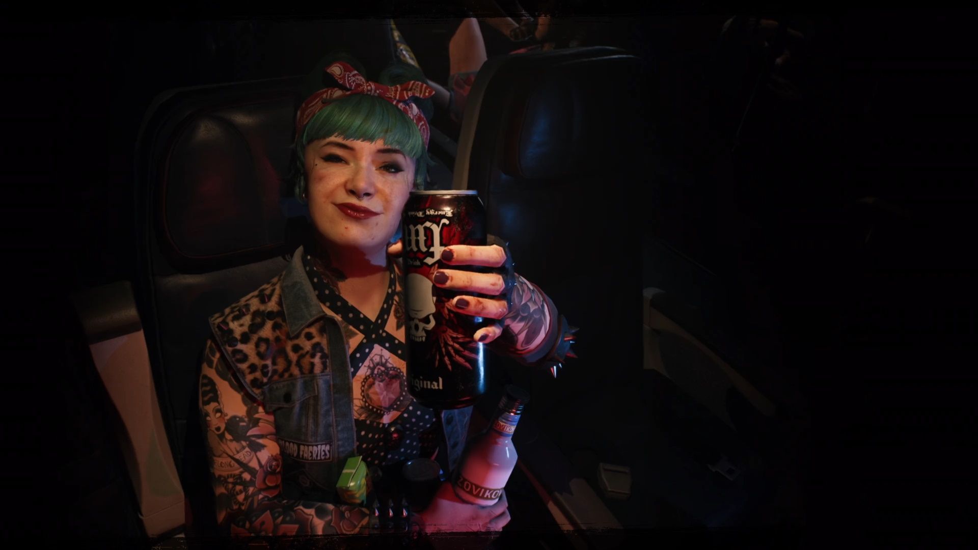 Dead Island 2, Dani toasting the camera with an energy drink