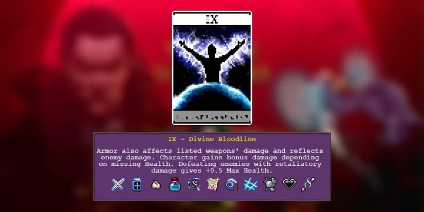 An image and description of Vampire Survivors' Divine Bloodline Arcana