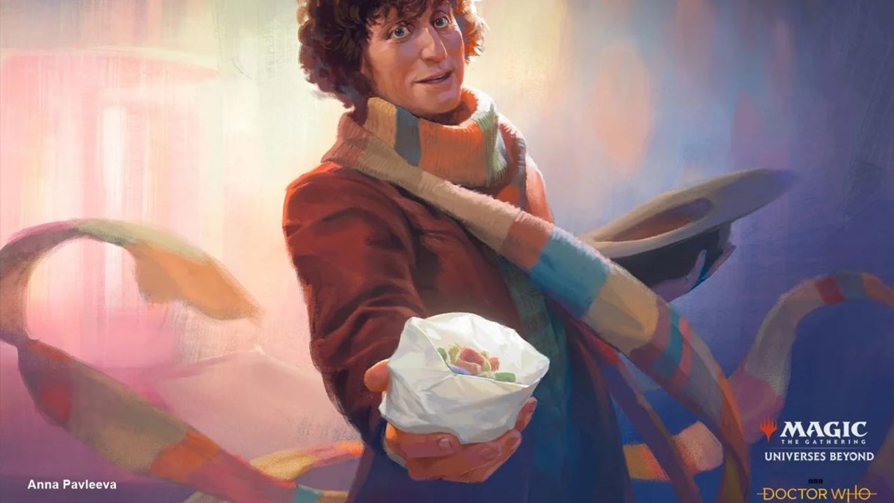 Doctor Who Magic The Gathering Fourth Doctor offering a Jelly baby