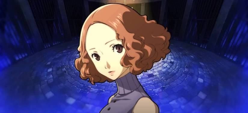 Haru in front of a Velvet Room background for the Empress arcana Personas in Persona 5 Royal.