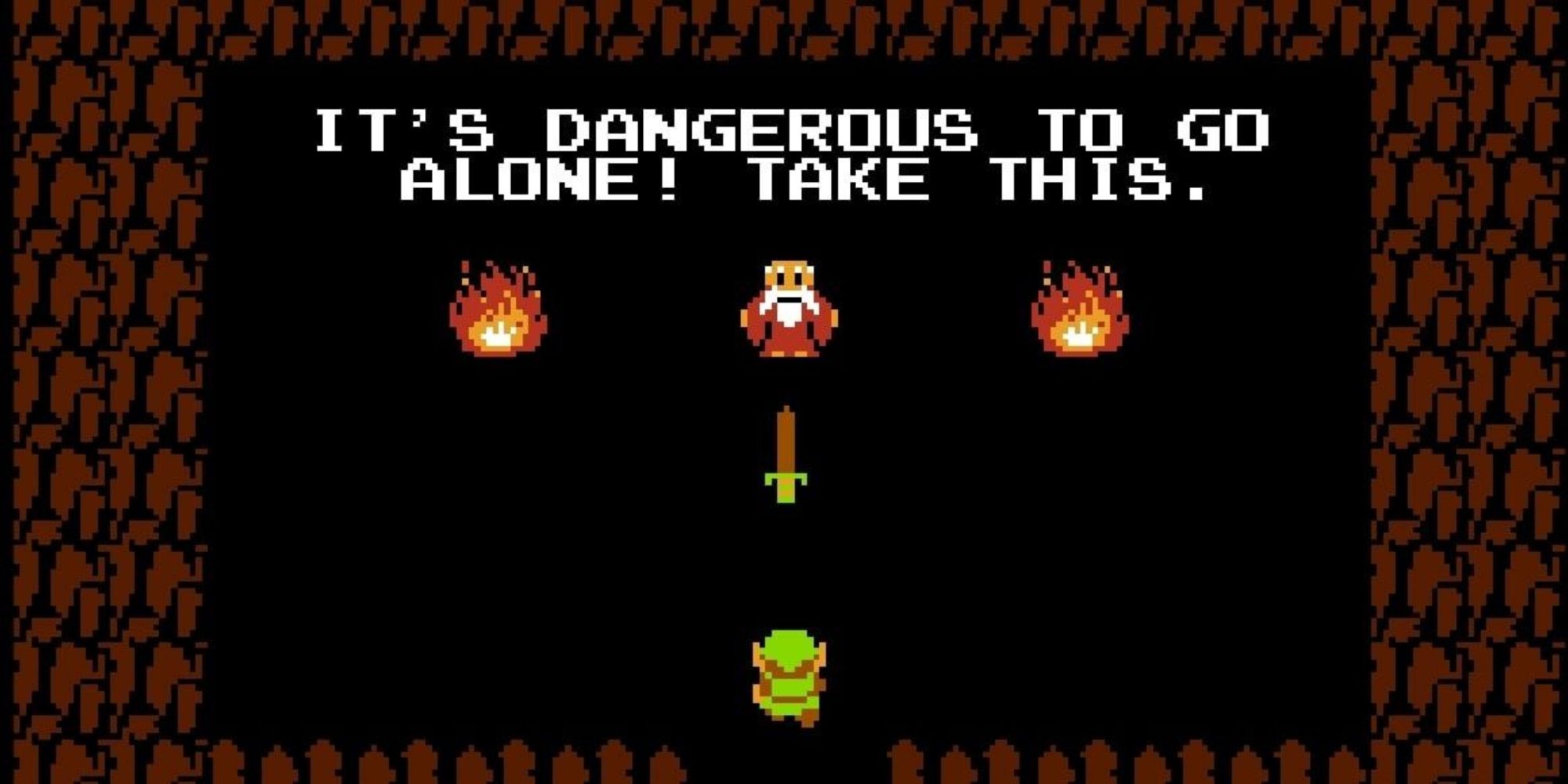 Old Man giving Link a sword in The Legend of Zelda