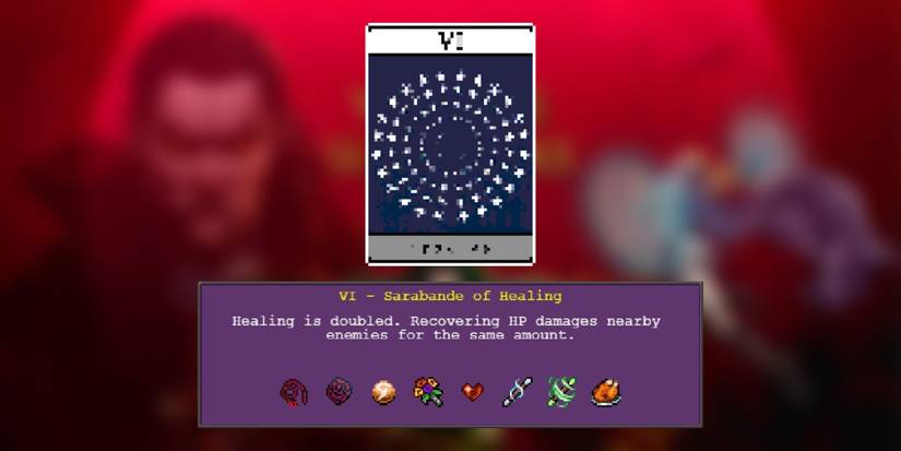 An image an description of Vampire Survivors' Sarabande of Healing Arcana