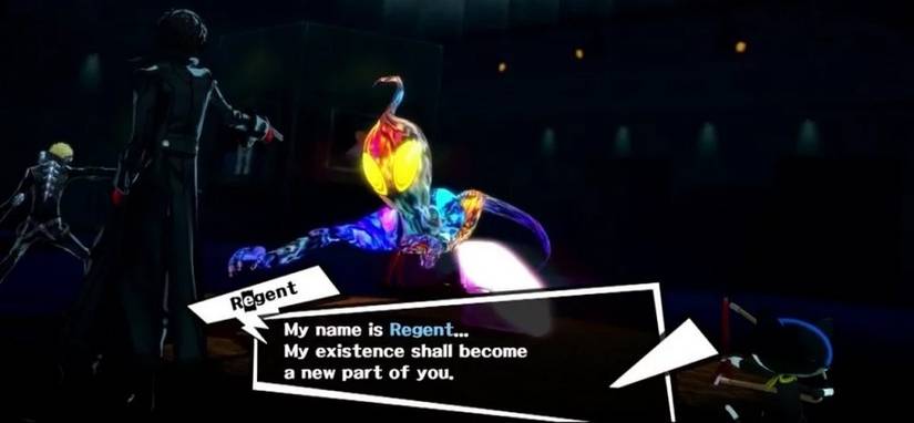 Capturing the Regent treasure demon in Persona 5 Royal.