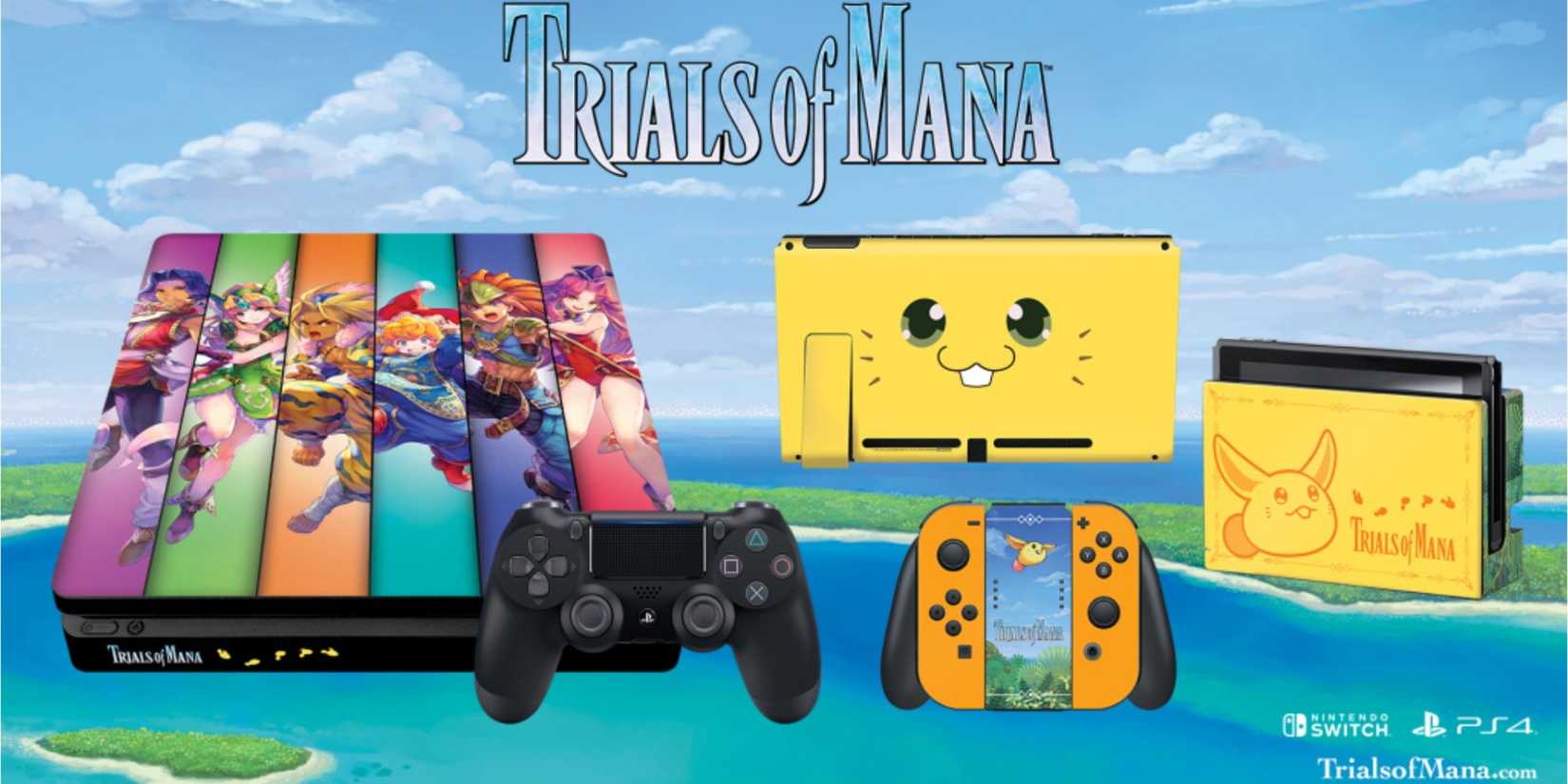 Trials of Mana PS4 and Nintendo Switch special edition consoles.