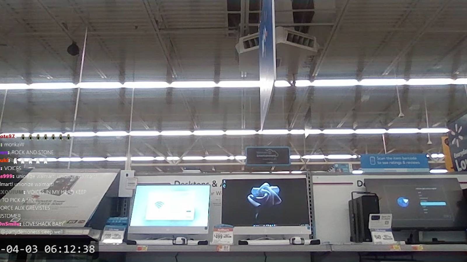 Walmart Computer Demo. Display Someone Set Up A Twitch Stream On A Walmart Laptop And Just Left It Running