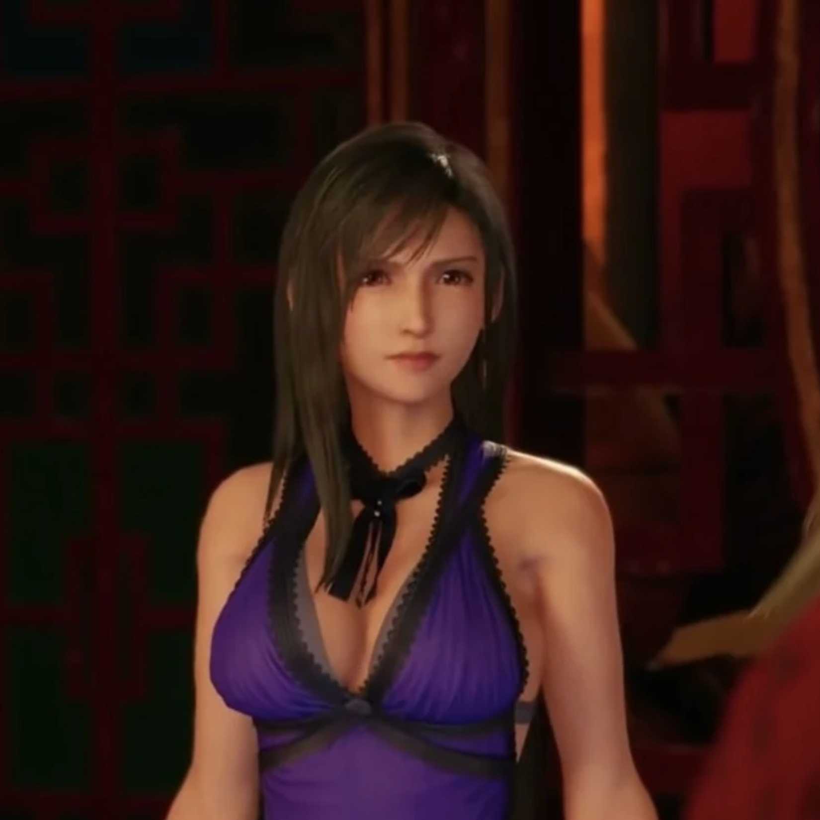 fitted lace wedding dress Final Fantasy VII Remake Tifa Lockhart Purple Short Dress Cosplay Cost –  TrendsinCosplay main image 0
