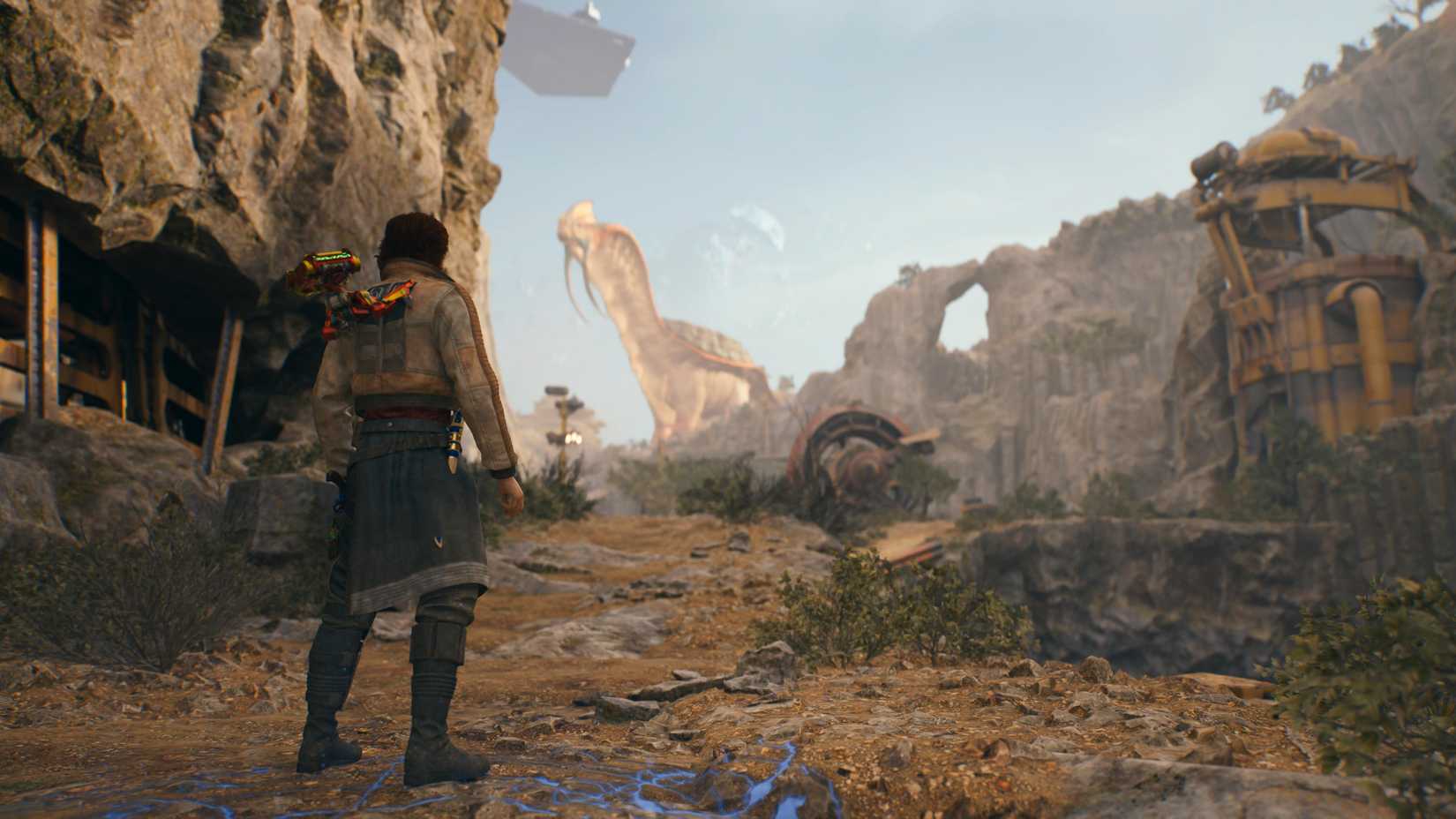 Cal in an abandoned dam in Jedi Survivor