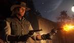 John Marston double wielding guns in Red Dead Redemption 2.