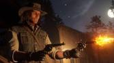 John Marston double wielding guns in Red Dead Redemption 2.