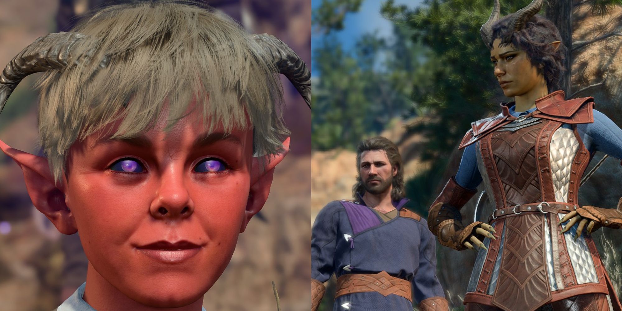 baldurs gate 3 tempted tiefling boy and tiefling character with gale