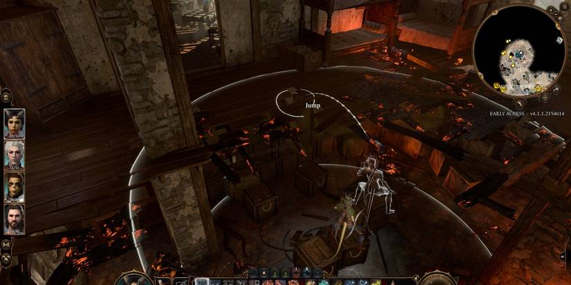 A player jumping on crates at Waukeen's Rest in Baldur's Gate 3.