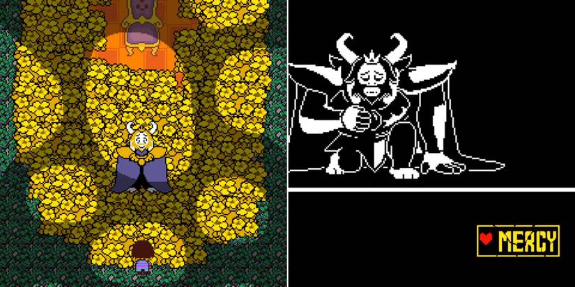 Meeting Asgore In The Flower Throne Room And Showing Mercy At The End Of The Fight Against Asgore In Undertale