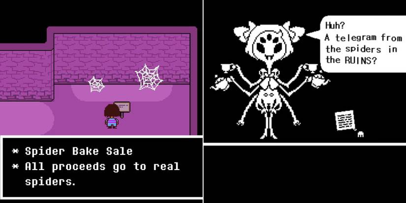 The Spider Bake Sale In The Ruins And Muffet Receiving A Telegram In Undertale