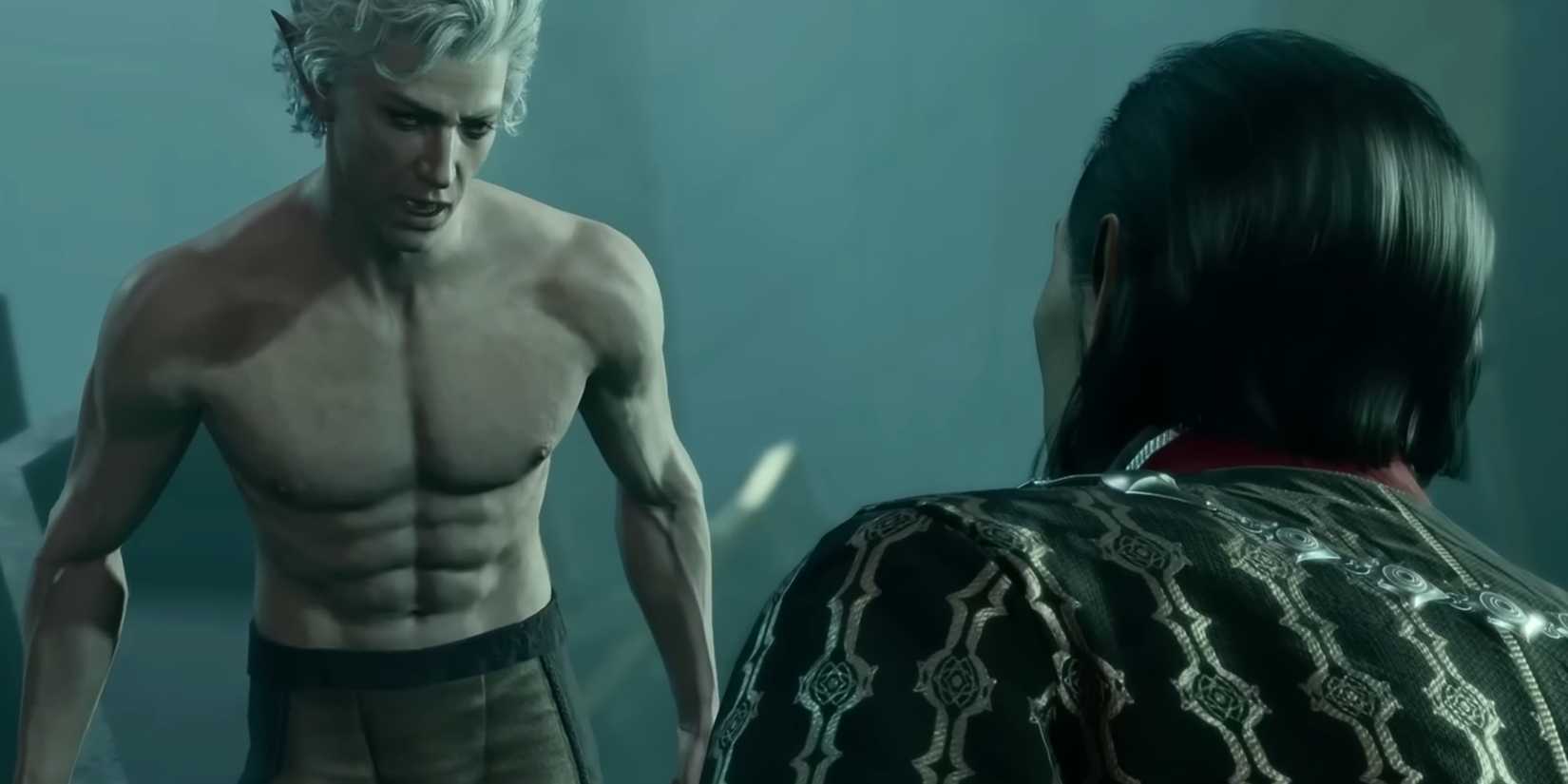 Astarion confronts Cazador at the ritual for ascent in Baldur's Gate 3.