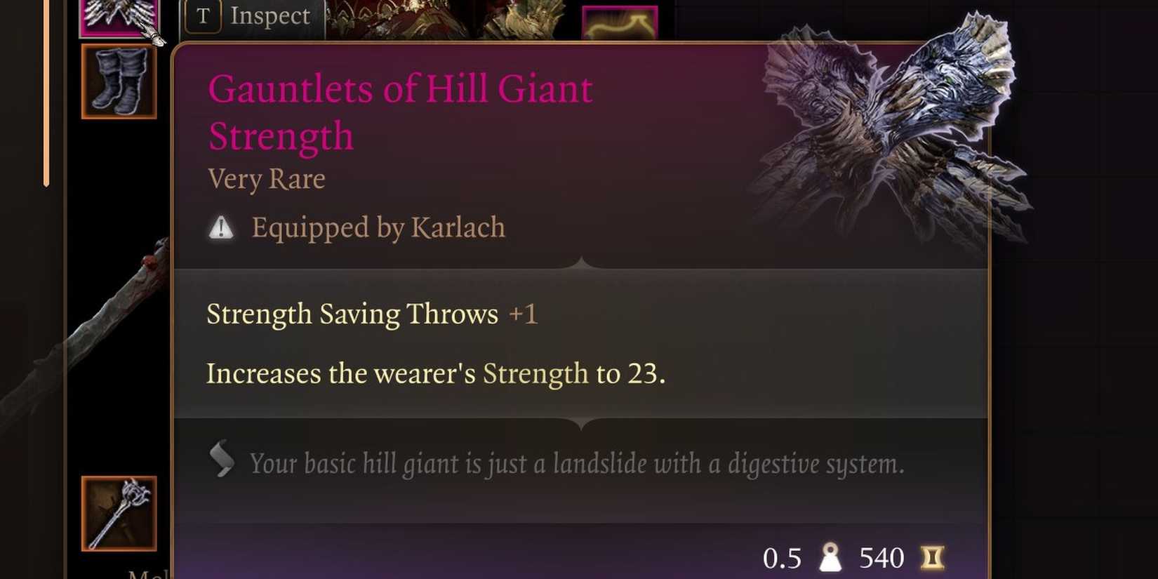 Baldur's Gate 3 Gauntlets Of Hill Giant Strength