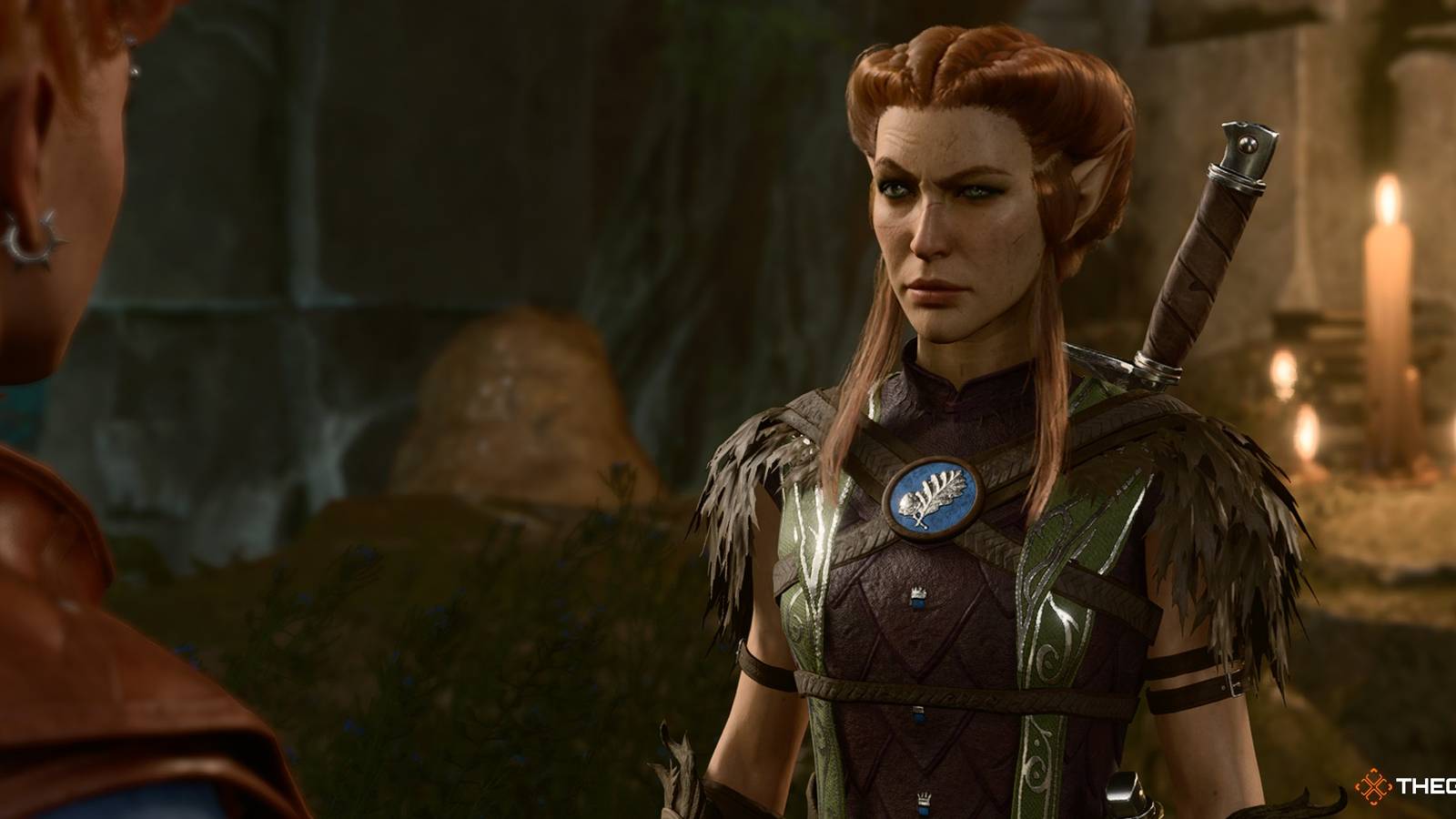 Kagha looking doubtful at another character.